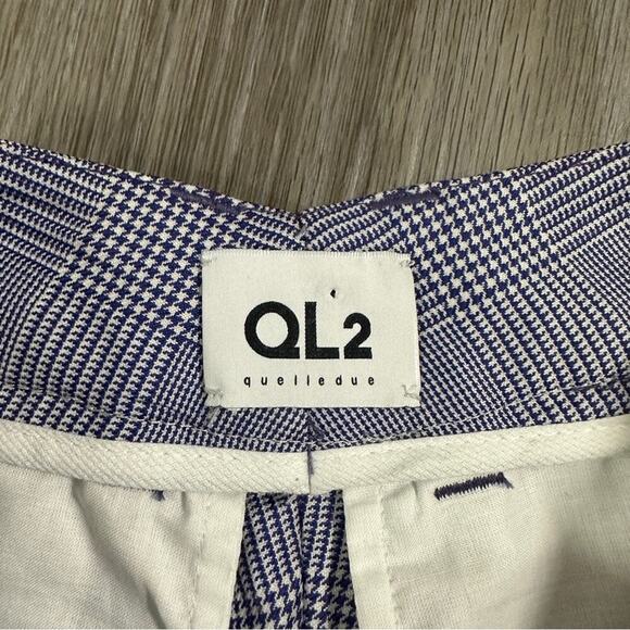QL2 Quelledue Blue &‎ White Houndstooth Wide Leg High Rise Dress Pants Size 40 - Picture 6 of 11